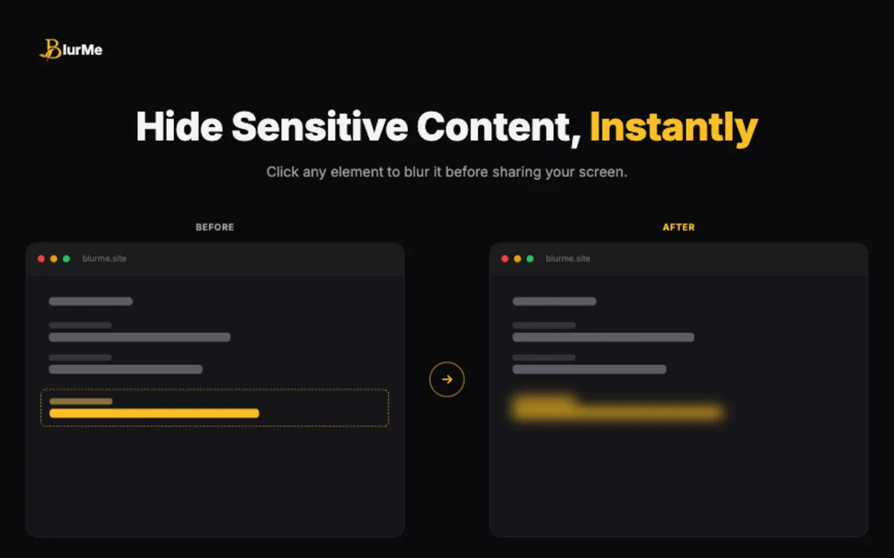 BlurMe element blur hiding sensitive customer details during a screen share