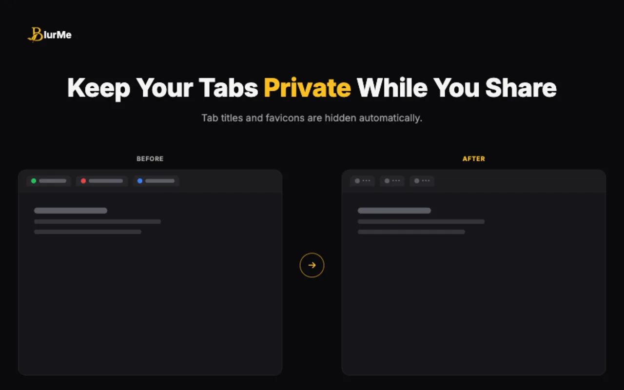 BlurMe Tab Privacy masking browser tab titles during a meeting
